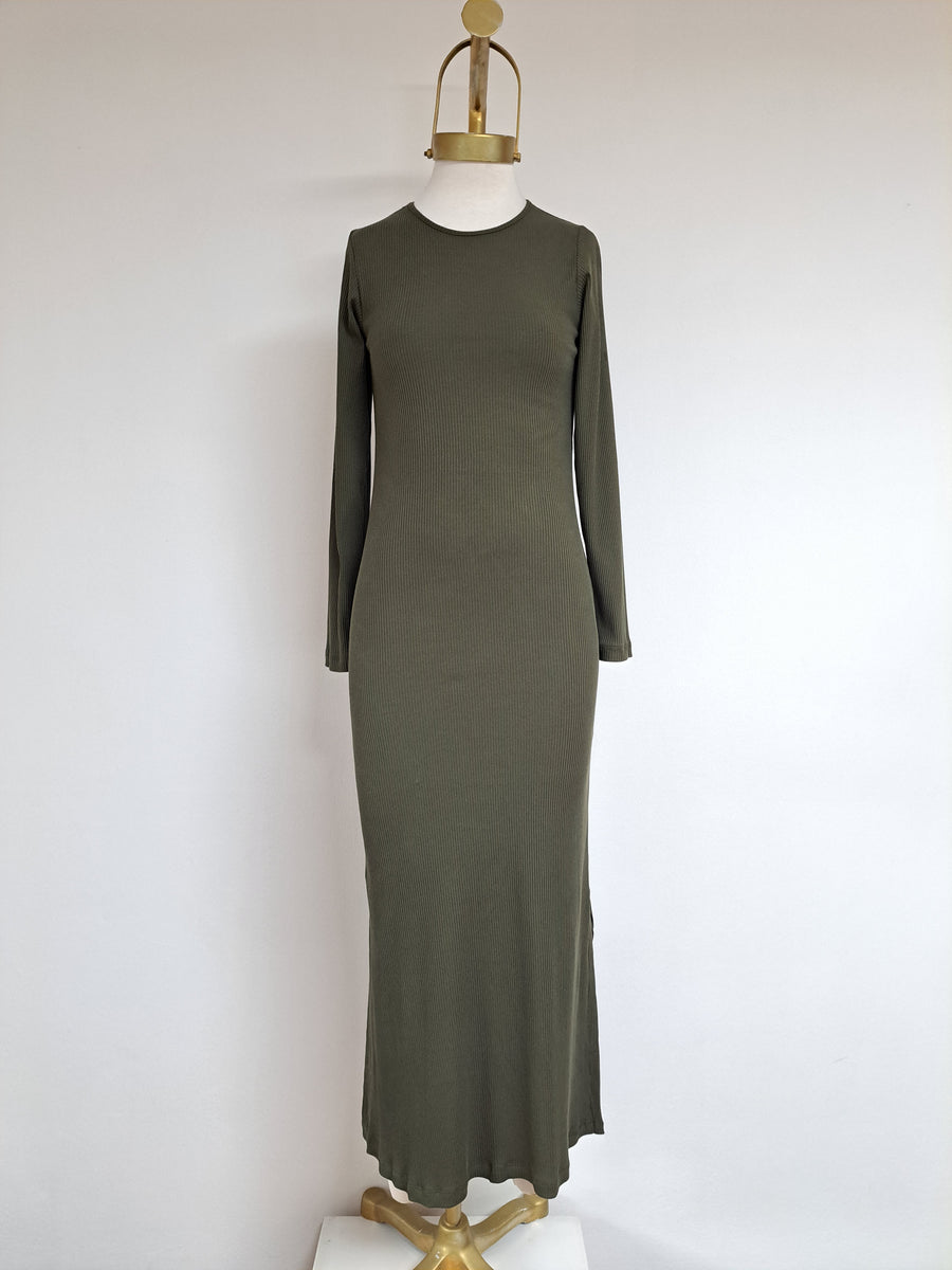 Rib winter green dress