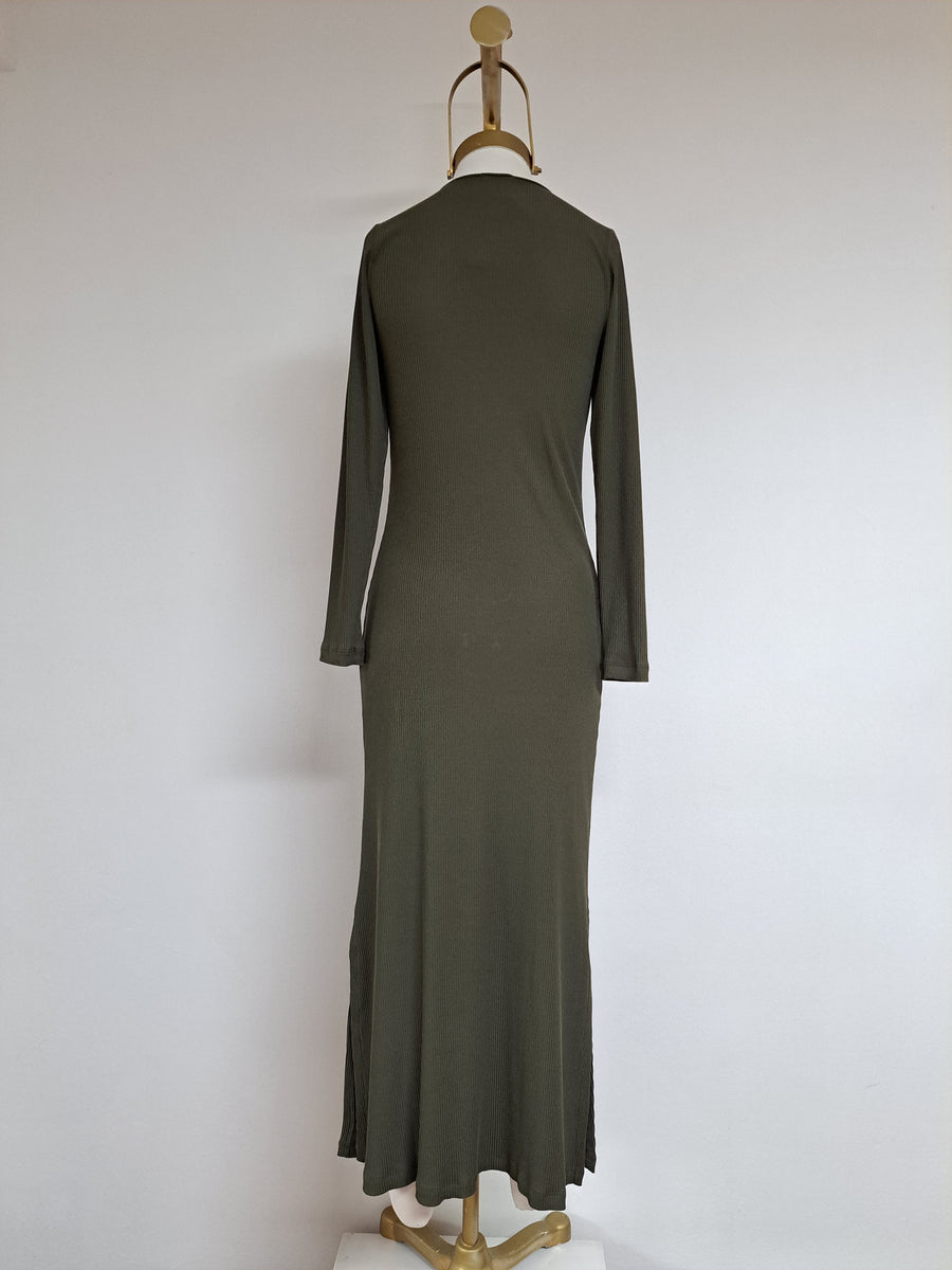 Rib winter green dress